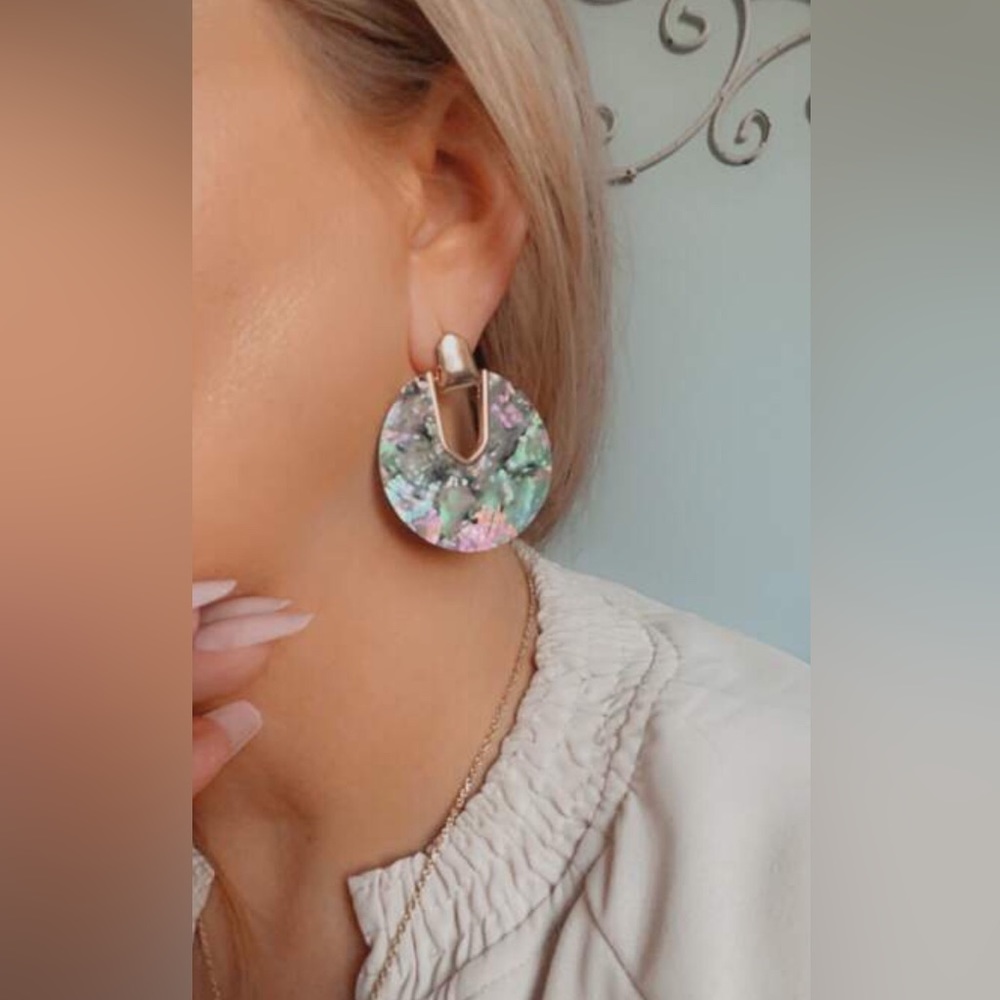 ✨3for$38 New Resin Abalone Shell Geometric Statement Earrings - Picture 7 of 16